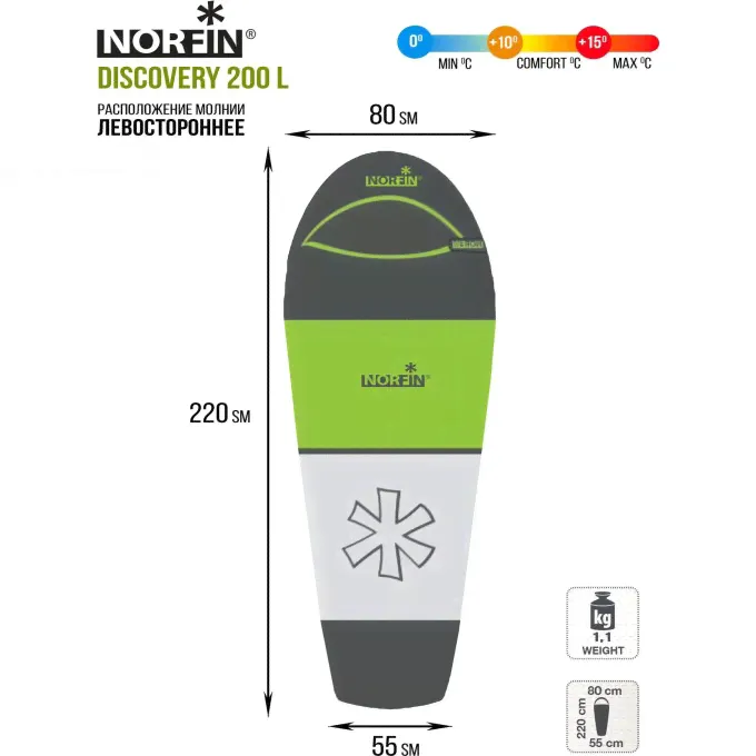 Мешок-кокон спальный NORFIN DISCOVERY 200 L NF-30115-3
