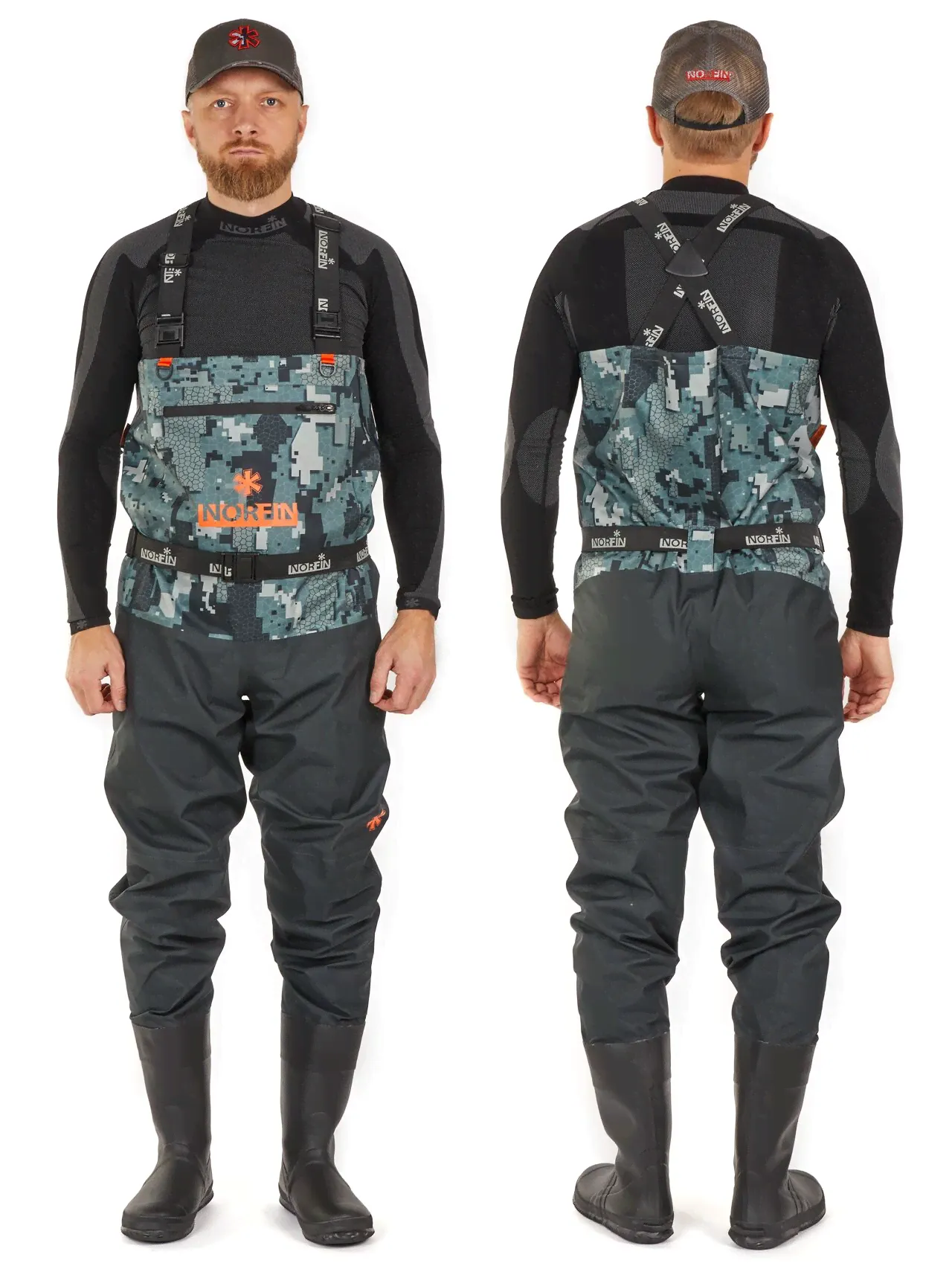 Полукомбинезон забродный Norfin PILOT CAMO BOOTFOOT (с сапогами)-1