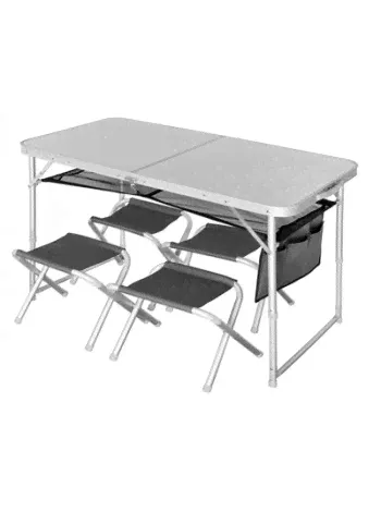 Стол складной Norfin RUNN NF Alu 120x60 + 4 стула-0