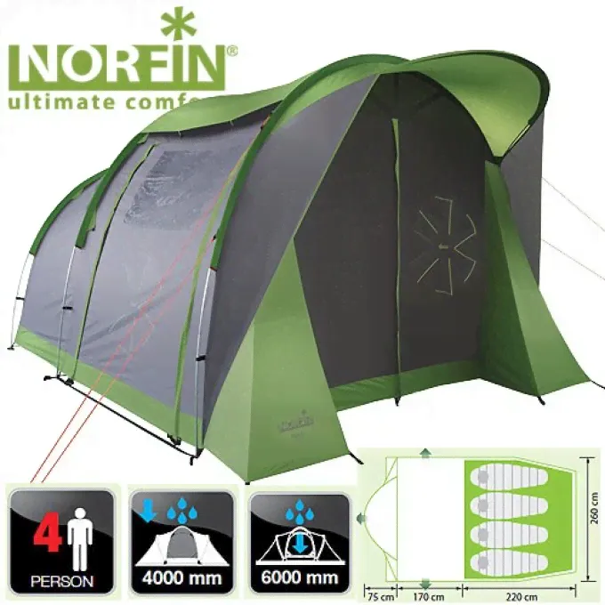 Палатка 4-х местная NORFIN ASP 4 ALU NF NF-10304